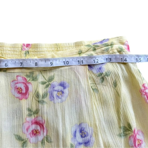 Jaclyn Smith Vintage Yellow Floral Midi Skirt Rayon M - Picture 3 of 4
